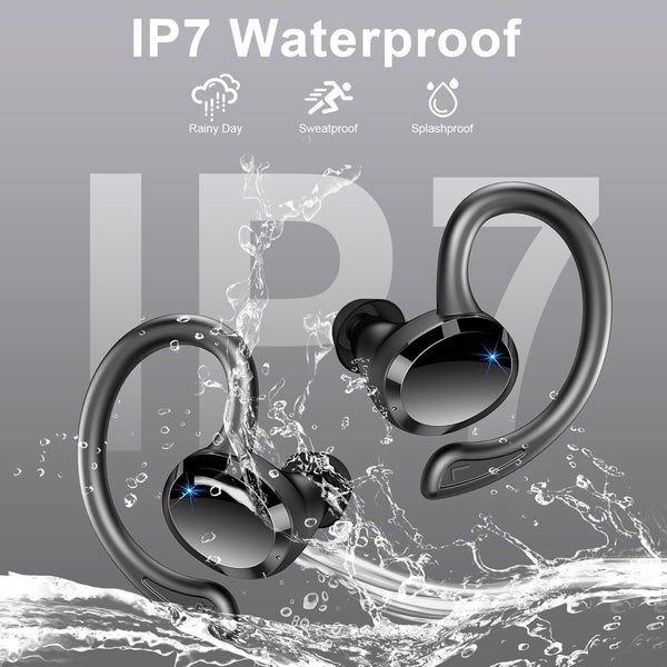 Wireless Earbuds Sport, 2025 Bluetooth 5.4 Headphones Bass Hi-Fi Stereo over Ear Buds, 56Hrs Noise Cancelling Headset with Earhook, IP7 Waterproof
