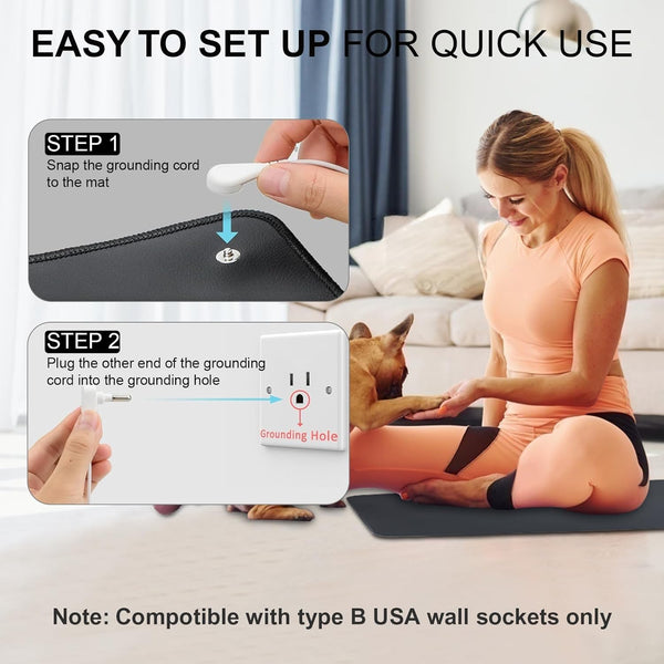 Professional Grounding Mat for Sleep - Improve Sleep Quality, Reduce Stress Fatigue Anxiety, Balanced Energy, Durable Conductive Carbon Grounding