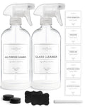 Vine Creations Glass Spray Bottles, 2 Pack Refillable Spray Bottles for Cleaning Solutions, Clear Spray Bottle for Plants, Water Spray Bottle