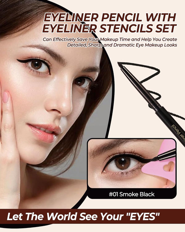 Black Eyeliner Pencil Retractable Gel Eyeliner Pencil Built in Sharpener Waterproof Smudge Proof Waterline Eye Liner Pencil Smooth Creamy Texture