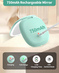 Wobsion Lighted Makeup Mirror with Magnification,Rechargeable 1X/10X Travel Mirror,Portable Comapct Folding Mirror for Bag,Gift,Cyan