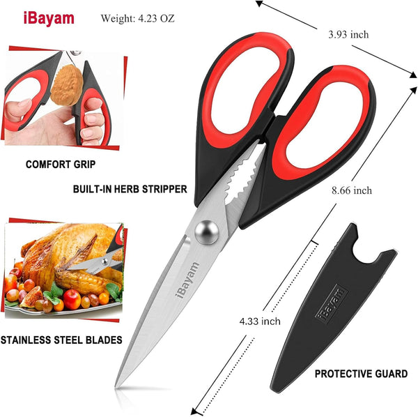 Ibayam Kitchen Scissors All Purpose Heavy Duty, Kitchen Utensils Set, Stainless Steel Cooking Utensils Gadgets, Meat Poultry Food Shears