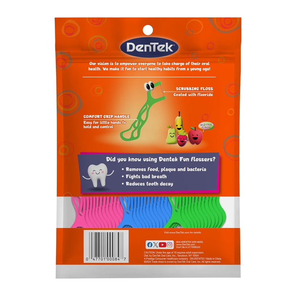 Dentek Kids Fun Flossers, Floss Picks, Removes Food & Plaque, 90 Count