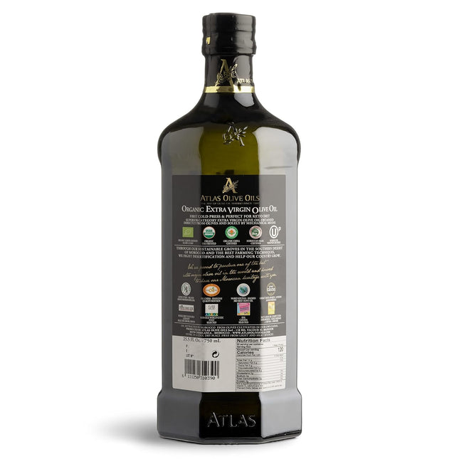 Atlas 750 Ml Organic Cold Press Extra Virgin Olive Oil with Polyphenol Rich from Morocco | Newly Harvested Unprocessed f