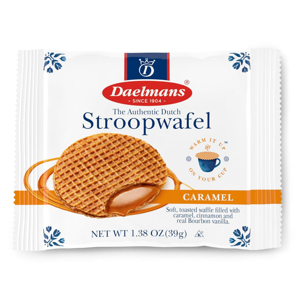 Daelmans Stroopwafel Caramel - the Original Stroopwafels, Toasted Dutch Waffle Cookies W/A Creamy & Buttery Filling, Made in Holland, Individually