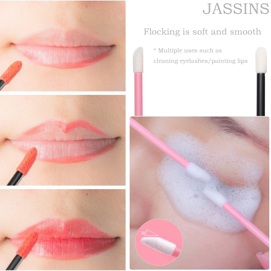 300Pcs Disposable Makeup Tool Kit,Brow Brush/Mascara Brush/Lip Applicators/Eyeshadow Applicators/Eye Liner Brush,Jassins Makeup Disposable Accessories with Organizer Box