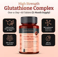 Pureclinica Double Strength Glutathione 500Mg X 60 Tablets - 2 Bottles (120 Tablets). 500Mg Reduced Glutathione, 300Mg Vitamin C, 200Mg Alpha