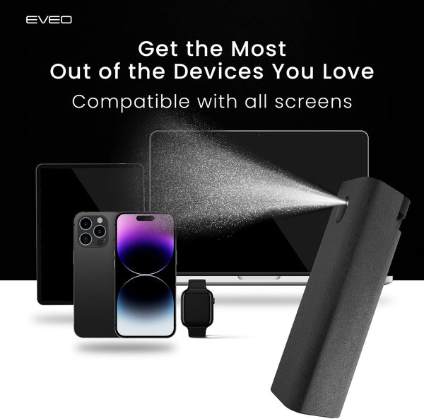 EVEO Screen Cleaner Spray and Wipe - 2-In-1 Car Screen Cleaner & Iphone Cleaner Touchscreen Mist Cleaner for Laptop, Computer, Macbook, Ipad and