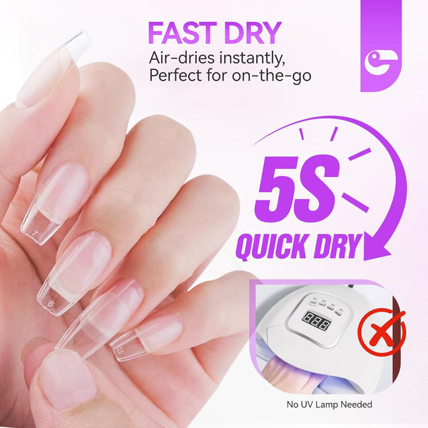 Gelike EC Peachy Jelly Nail Glue Gel - 6 in 1 Extra Strong Clear Acrylic Nails - Long Lasting Extension Adhesive UV Nude Pink Nail Glue for Clear