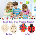 Worgree DIY Wooden Magnets, 36 Pcs Wooden Art Craft Supplies Painting Kit for Kids Party Favors for Boys Girls Ages 4-8 8-12 Birthday Easter