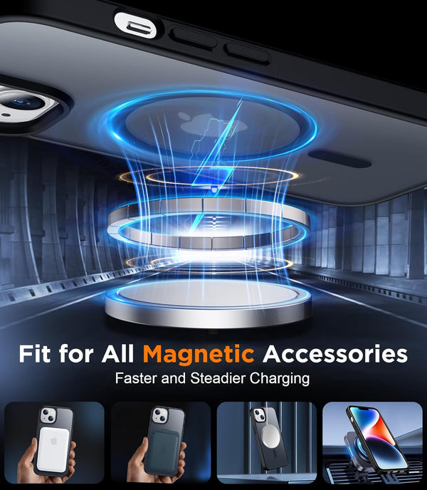 SPIDERCASE Designed for Iphone 14 Case/Iphone 13 Case, Magnetic Translucent [2 Pack Tempered Glass Screen Protector] Anti-Fingerprint Anti-Scratch