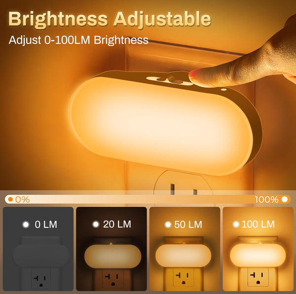 Doresshop Amber Night Light, Auto On/Off, 0-100 LM Adjustable Brightness, Dimmable Plug into Wall Light Sensor Night Light for Kids Room, Bedroom,