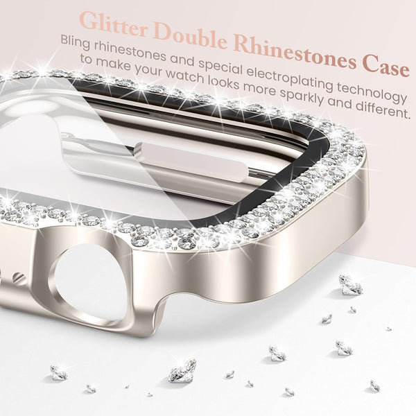 Goton 4 Pack for Apple Watch Series 10 Screen Protector 46Mm Bling Case, Women Glitter Diamond Rhinestone Face Cover for Iwatch Accessories 46Mm