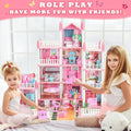 Doll House, Dream Dollhouse for Girls Pretend-Play DIY Dollhouse Kit - 4-Story 11 Rooms Playhouse with 4 Dolls Toy Figures, Furniture and