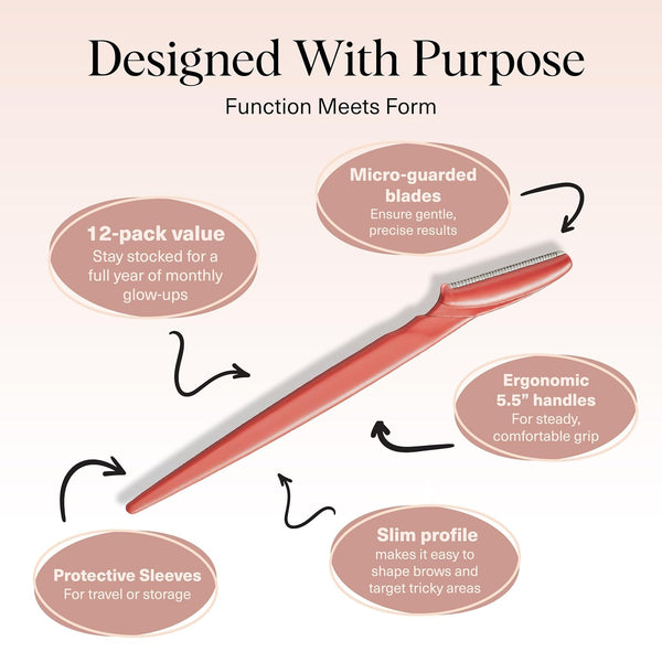 Kitsch Dermaplaning Tool - Face Razors for Women and Men, Eyebrow Trimmer and Face Shaver, Facial Hair Removal, Facial Razors for Women and Men,