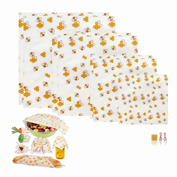 Beeswax Food Wrap (Set of 7) Sustainable Alternative to Aluminum Foil and Albal Paper - for Fruits, Vegetables, Bread, Cheese and Other Foods