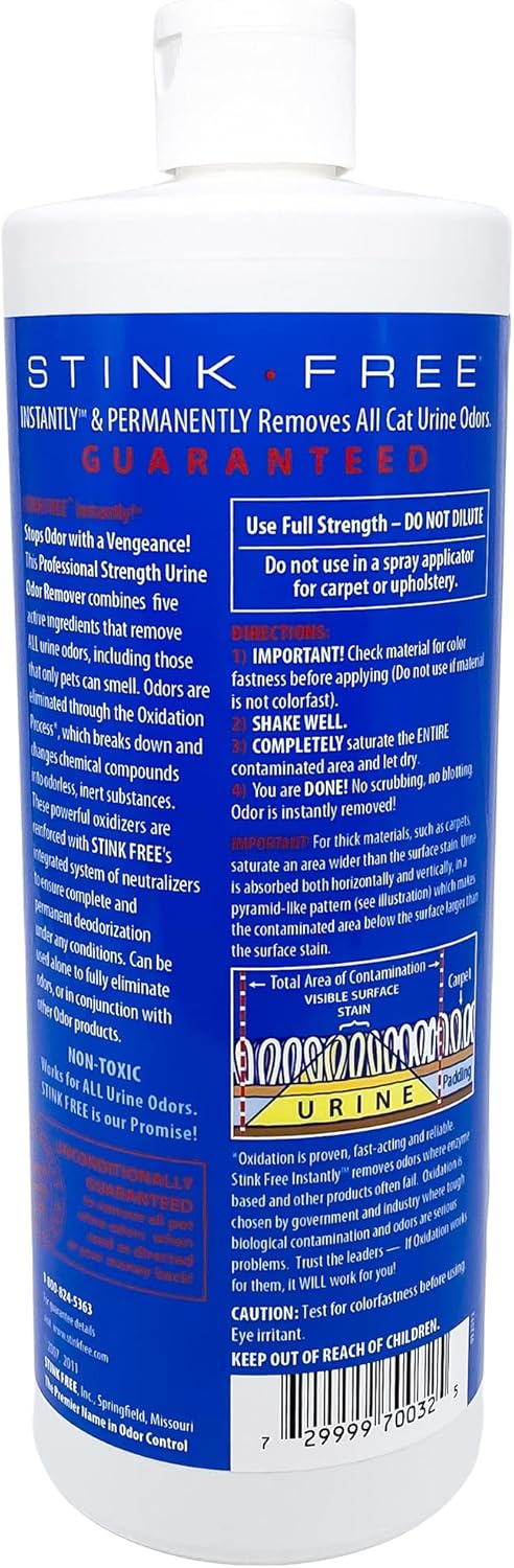 Instantly Urine Odor Remover & Eliminator for Cat Urine - Neutralizer of Cat Pee, Oxidized Based Urine Cleaner Solution for Carpets, Rugs,