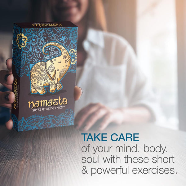 Namaste Stress Reducing Cards - Self Care Cards, Anxiety and Stress Relief Gifts, Mindfulness & Meditation Cards, Mindful Gifts for Women - MSS Inc