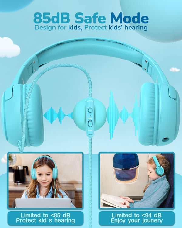 Toddler Kids Headphones Wired - Headphones for Kids Volume Limit 85/94dB Headset 3.5mm Jack Adjustable Foldable Headsets for Girls Boys Children