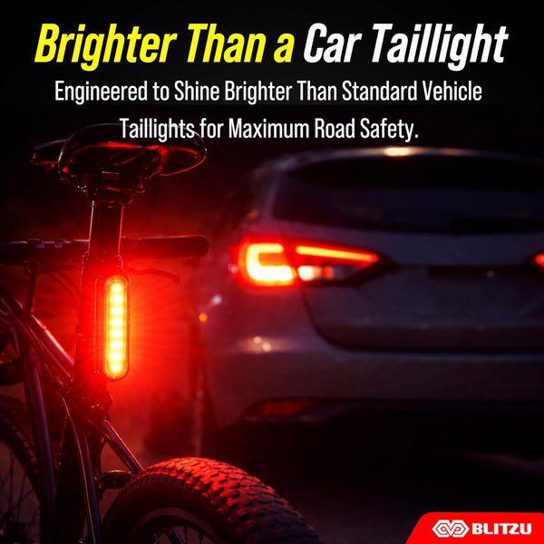 BLITZU Bike Lights, Super Bright Bicycle USB-C Rechargeable Headlight, Taillight & Bike Set, Waterproof Safety Front & Rear Back Light for Night
