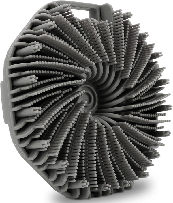 Silicone Body Scrubber，Exfoliating Body Scrubbers for Use in Shower,Silicone Body Brush for Showering and Anti-Slippery Handles for All Skin Types(Grey)