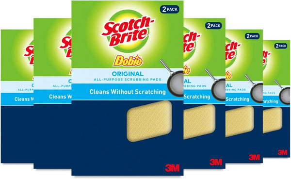 Scotch-Brite Dobie Pads, Dobie Sponge for All Purpose Cleaning of Kitchen, Bathroom, and Household, Non Scratch Dobie Cleaning Pads Safe for