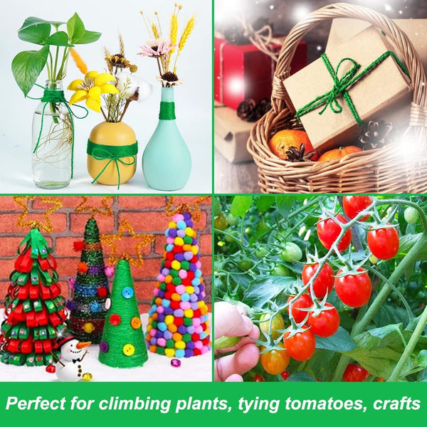 Vivifying Garden Twine, 656 Feet 2Mm Green Plant Ties, Strong Jute Twine String for Climbing Plants, Tomatoes, Floristry, Crafts