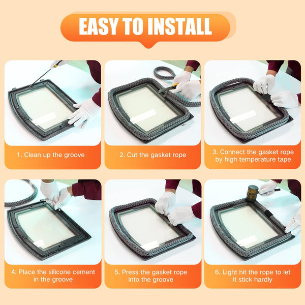 Wood Stove Gasket (7/8" X 72" Rope), Wood Stove Door Gasket, Grey Color Fiberglass Door Seal, 7/8 in High Temperature Resistant Rope