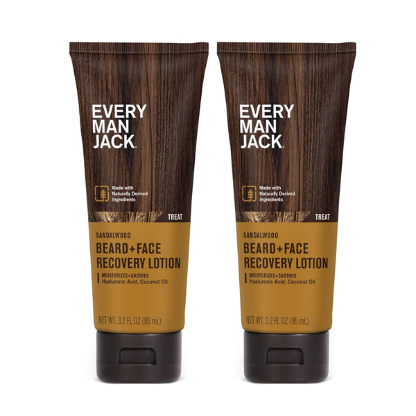 Every Man Jack Beard + Face Recovery Lotion-Moisturizes Relieves Dry Skin and Beard Itch - Light Sandalwood Scent-Made W/Naturally Derived