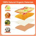 Beeswax Food Wraps Reusable 6-Pack - 3 Sizes + Elastic Storage Wraps for Containers | Reusable Beeswax Bowl Covers & Stretchable Food Wrap |