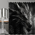 Dragon Shower Curtain for Bathroom, Black and White Boho Shower Curtain Set, Animal Fabric Modern Waterproof Bathroom Decor with 12 Hooks 72X72In