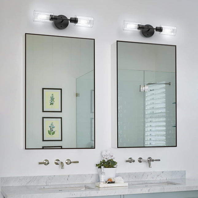 Espird Bathroom Light Fixtures 2 Light Black, Bathroom Vanity Lights Over Mirror, Bathroom Sconces Wall Lighting，Farmhou