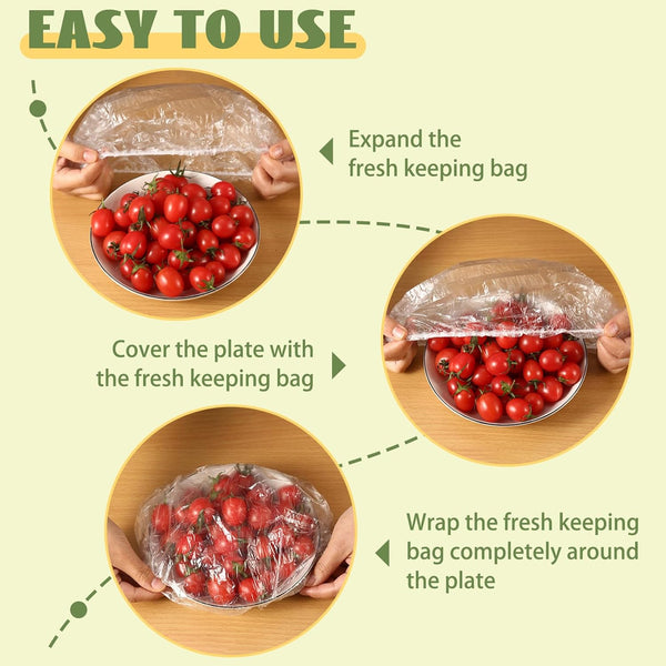 400 Pcs Fresh Keeping Bags,Plastic Food Storage Covers,Elastic Sealing Bowl Lids,Adjustable Wrap Bowl Covers for Family Kitchen Outdoor Picnic