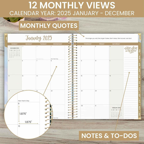 Bloom Daily Planners HARDCOVER 2025 (8.5" X 11") Calendar Year Day Planner (January 2025 - December 2025) - Aesthetic Goal Organizer - Monthly &