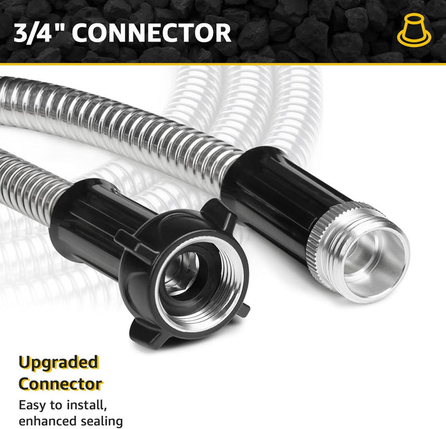 Short Garden Hose Meatl Water Hose Heavy Duty Stainless Steel Hose with Metal Fittings Flexible Lightweight Hose Punctur