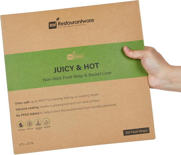 Restaurantware-Rw Base 12 Inch Deli Papers, 200 Juicy and Hot Sandwich Wrapping Papers - No Added PFAS, Greaseproof, Kraft Paper Food Basket