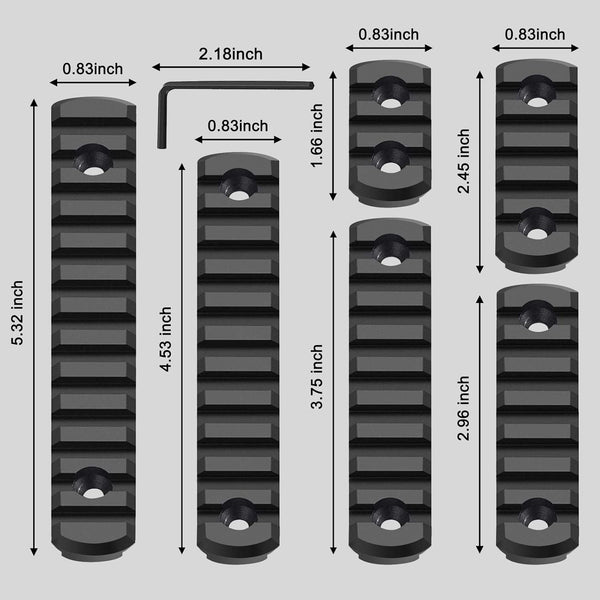 Single Picatinny Aluminum Accessory Rail Set for Mlock 3 5 7 9 11 13 Slots with 13 T-Nuts & Screws, 6 Wrench-Rounded Corner