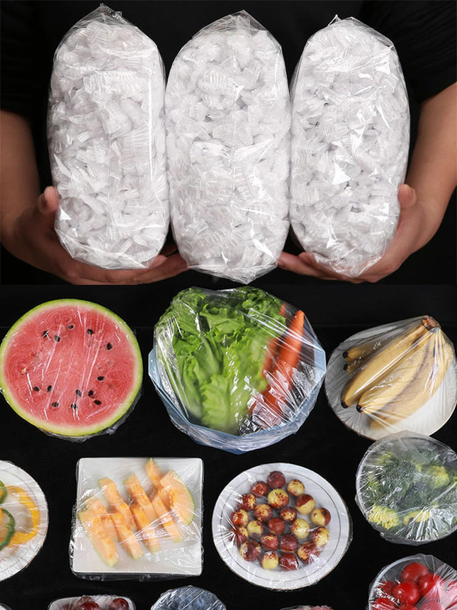 300PCS Elastic Food Covers Fresh Keeping Bags Disposable Stretchable Bowl Covers Universal Kitchen Wrap Seal Bags for Fo