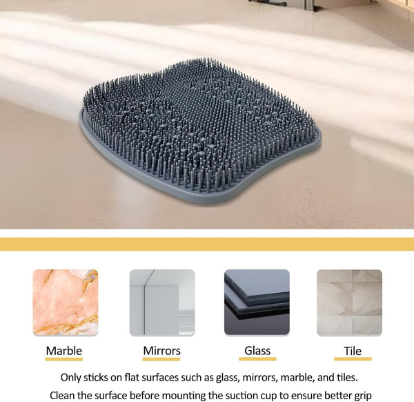 Extra Thicker & Larger Foot Scrubber Mat for Shower, Silicone Back Body Exfoliator Massager Cleaner Washer with Non Slip Suction Cup, Exfoliating