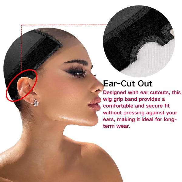 Lace Wig Grip Cap Women: 4X5 Transparent Swiss Lace Front - Non-Slip Wig Gripper for Keeping Wigs in Place - Adjustable Elastic Headband with