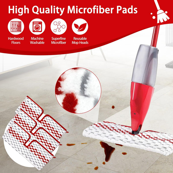 Microfiber Spray Mop Pads Compatible with Promist MAX Reusable Spray Mop Refills for Ocedar Promist Dust Mop,Dual-Action Washable Flip Mop Pads