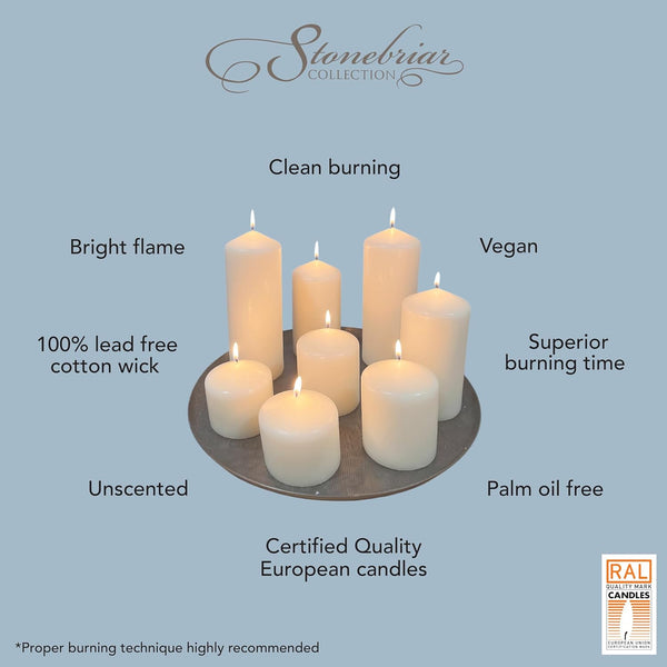 Stonebriar 6 Pack Tall 3 X 6 Inch 65 Hour Long Burning Unscented Ivory Wax Pillar Candles