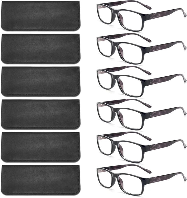 BLS BLUES Reading Glasses for Women/Men Blue Light Blocking, Fashion Readers anti Eye Strain/Migraine Eyeglasses 6 Packs/Case