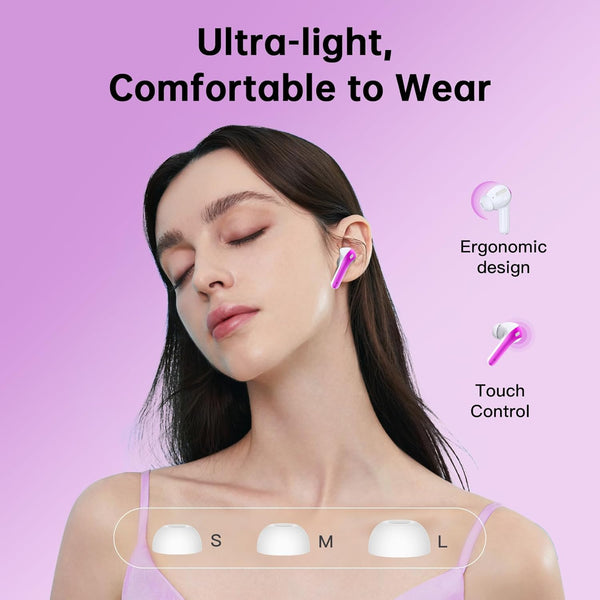 Wireless Earbuds Bluetooth 5.4 Headphones 60H Playtime Bass Stereo Ear Buds with Noise Cancelling Mic LED Display Earbud & in Ear Earphones IP7