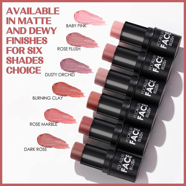 FOCALLURE Cream Blush Makeup,Buildable Blush Stick for Cheeks,Matte and Dewy Finish,Long Wearing,Easy Application,Lightweight Multi Stick,Rose FLUSH