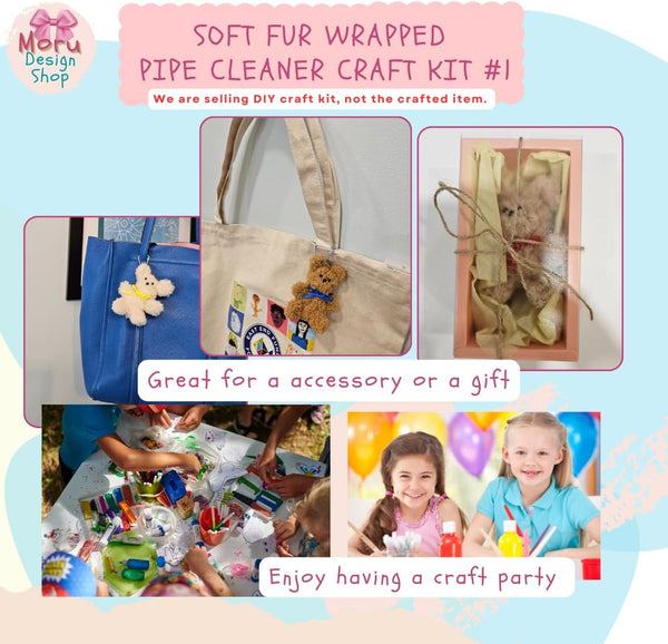 Moru Fur Pipe Cleaner Craft Kit , Soft, Thick, Long Teddy Fur-Wrapped Stem Wire for DIY Art & Craft. with Decorative Accessories