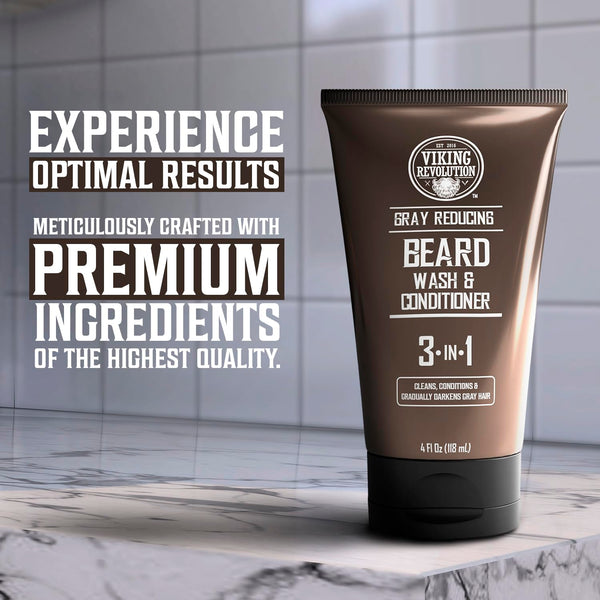 Viking Revolution Men'S Beard Dye - Dark Brown, Grey Reducing Shampoo & Conditioner (4 Oz)
