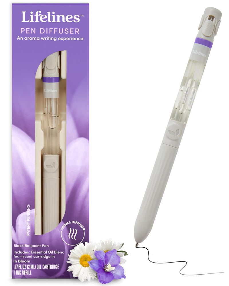Lifelines Pen Diffuser, in Bloom - 1Mm Black Ballpoint Pen with Scented Essential Oil Blends â Aromatherapy Diffuser & Sensory Immersion Diffuse
