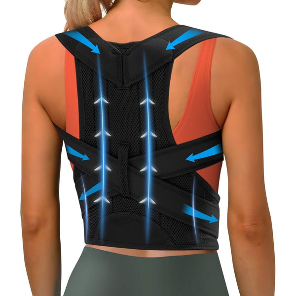 Back Brace Posture Corrector for Men Women (40-45"), Adjustable Full Back Brace and Shoulder Back Straightener, Scoliosis and Hunchback