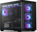 Darkflash ATX Mid-Tower Gaming PC Case, Back Plug-In BTF Motherboard, with 4 ARGB Fans Computer Case, Full View Curve Glass Dual-Chamber PC Case,